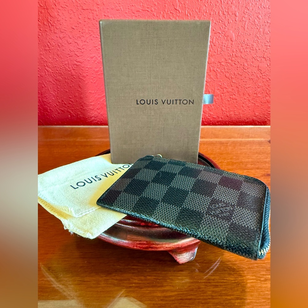 LOUIS VUITTON DAMIER GRAPHITE PORTE MONNAIE JULES COIN CASE #61237, IN VGUC
